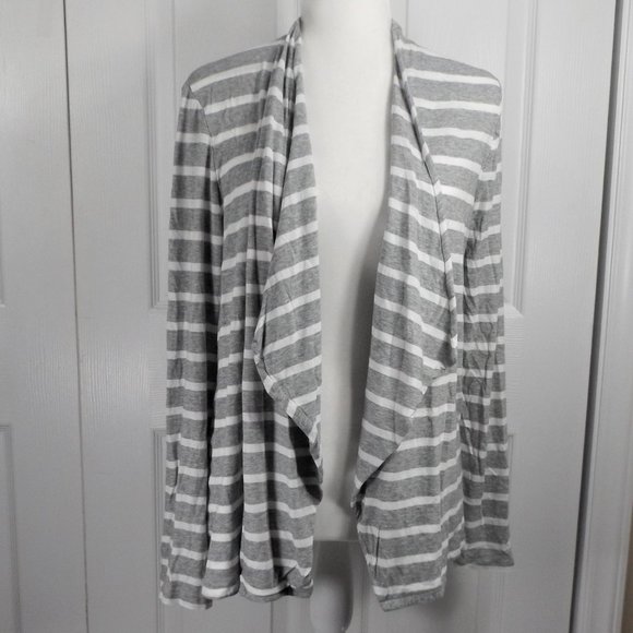 J. Crew Factory Jackets & Blazers - J Crew Factory Gray & White Open Wrap Cardigan L
